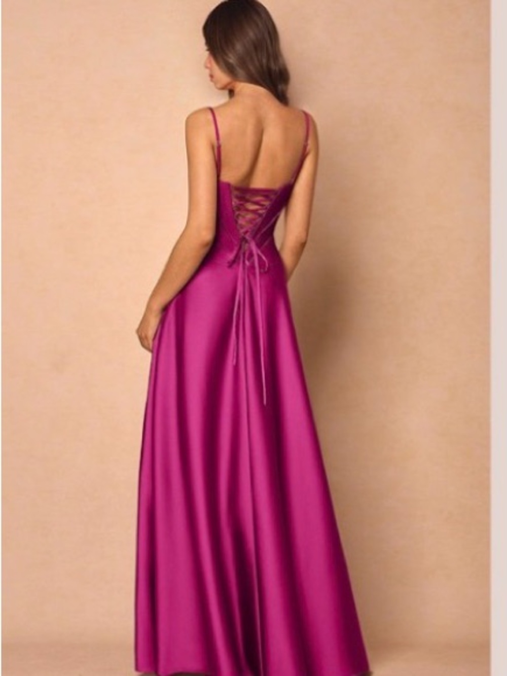 Azazie Satin Lace-Up Back Evening Dress NWT